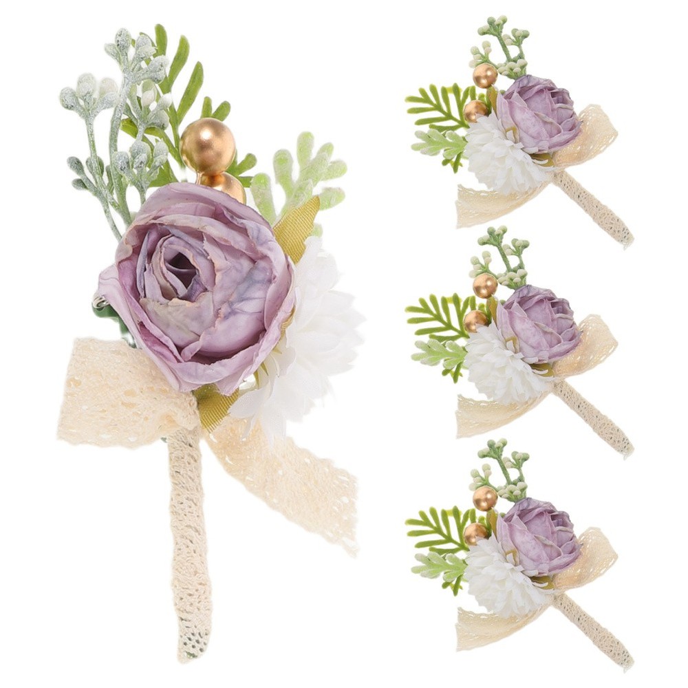 4 Pcs Pocket Boutonniere Bridesmaids Accessories Bridegroom Brooches