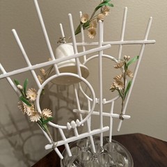 VTG 1940s 50s CHALKWARE WEDDING CAKE TOPPER BRIDE & GROOM Real Satin Dress