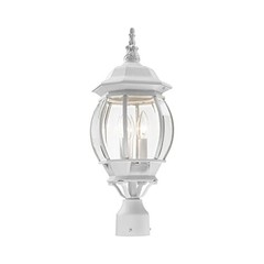 Lighting 7526-13 Post Top Light Fixture, White | Clear Beveled Glass Shades