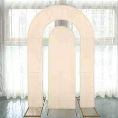 2 BEIGE Fitted Spandex Open Arch Double Sided Backdrop STAND COVERS Party Event
