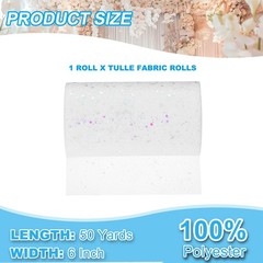 Tulle Fabric Rolls 6″ by 50 Yards Fabric Spool Tulle for DIY, Cream White