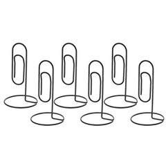 6pcs Metal Paper Clip Desktop Memo Holders Table Card Holders Clamp Black