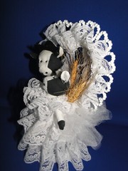 New Elegant Wedding Caketop with Ornate heart & Western Cow Bride & Groom, #113