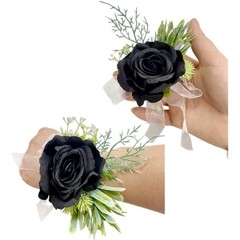 Rose Wrist Corsage Bracelet Set, 2 Pack, Wedding Party Decor