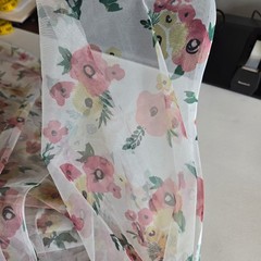 Floral Pastel Sheer Tulle Fabric Yardage 200 X 62 Romantic Cottage Sewing Craft
