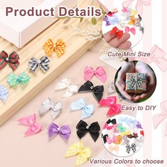 100Pcs Mini Mixed Colors Ribbon Bow with Pearl 1″ Ribbon Flowers Applique