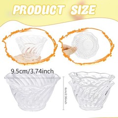 20 Pcs Clear Plastic Tulip Dessert Bowls 6 oz Small Stackable Ice Cream Bowl