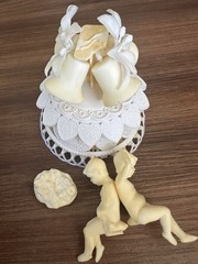 Vintage 1950s Plastic Wedding Cake Topper – Cherubs & Bells MCM (Project/Repair)