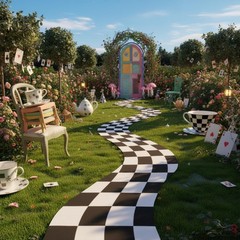 47 x 118 Inches Wonderland Party Decoration Black and White Aisle Runner Rug …