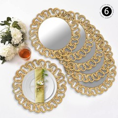 MAONAME 13″ Gold Charger Plates Set of 6, Mirror Charger for Dinner Plates, P…