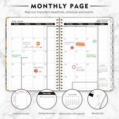 2026-2027 Vornika Academic Planner Floral, A5 6.3″x8.5″ | Spiral Black