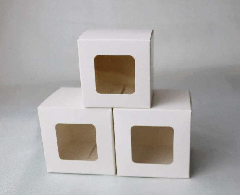 200x Clear Window White Paper Packing Box Cupcake Macaroon Candle Gift Favor Box