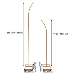 2PCS Gold Wedding Stand, 8ft & 6ft Wedding Archs, Balloon Flower Backdrop Stands
