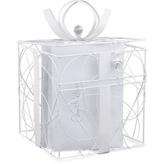 Wedding Card Box 8.5» L X 9» W X 11.2» H – Elegant White Metal Design