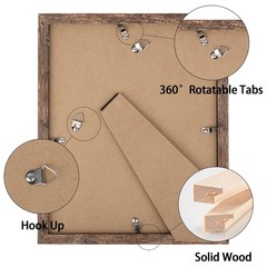 8×10 Picture Frame Brown Display 4×6 Double Photos Horizontal and Vertical Fo…