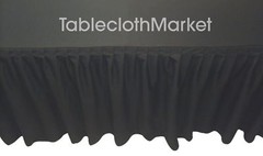 8′ ft. Fitted Table Skirting Cover w/ Top Topper Single Pleated Trade show BLACK