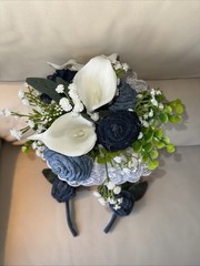 Forever Denim Rose Bridal Bouquet Corsage Boutonnière Wedding Anniversary