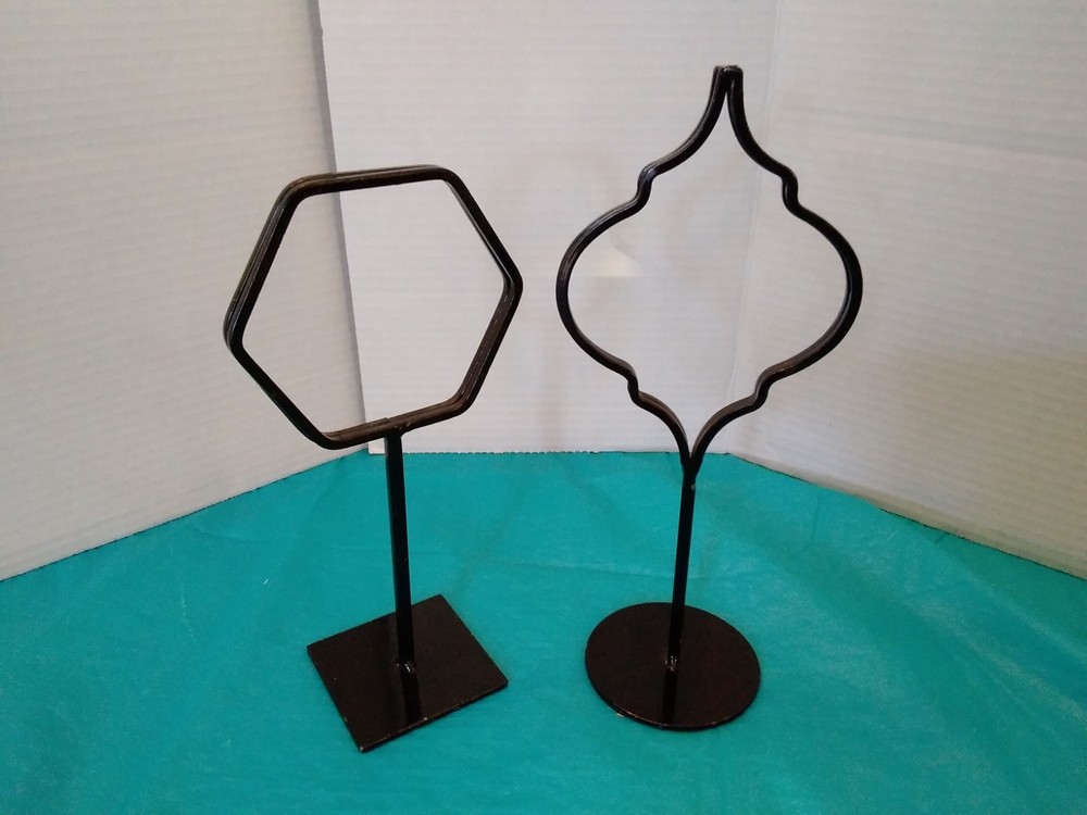 2 Black Metal Photo Sign Holder Table Top