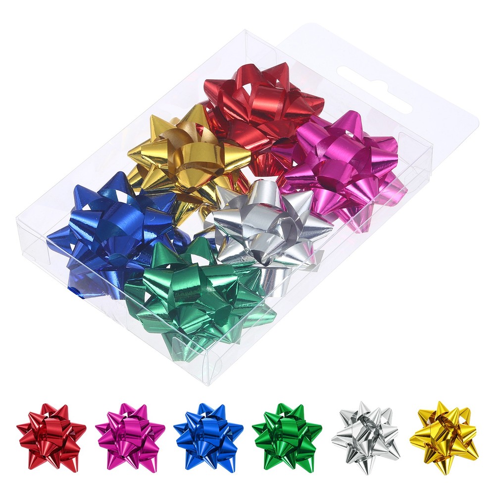2″ Mini Star Gift Bows 6Pcs Metallic Bows Glossy Mixed Color