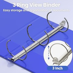 Cobalt Blue 3 Ring Binder – Clear View – PVC-Free – 3 Inch – 1 Pack