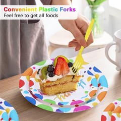 Multicolor Birthday Decorations Plates Set for 25 Guests, 100 Pieces Birthday…