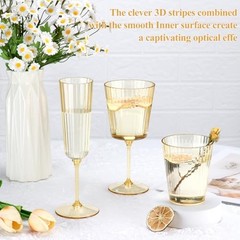 Pack Plastic Champagne Glasses Unbreakable Ribbed Champagne Flutes 12 Gold