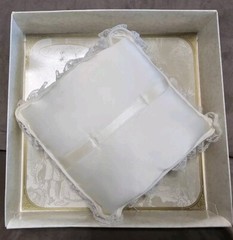 Lillian Rose Ring Bearer Pillow Vtg Layers of Lace Sequins Faux Pearls Ribbons