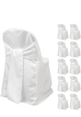 Uimoso 10PCS White Bow Folding Chair Cover for Birthday, Wedding Party, Dining