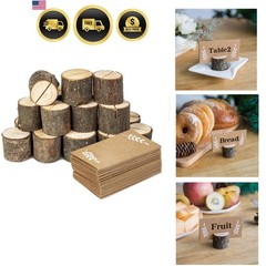 20Pcs Wood Place Card Holders and 24Pcs Kraft Table Place Cards, Rustic Table…