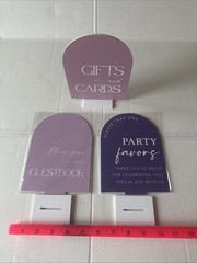 Set Of 3 Acrylic Wedding Signs with stands Favors Gifts/Cards Guest Book