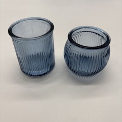 24pk Blue Votive Candle Holders 12 Cylindrical Straight 12 Rounded Globular