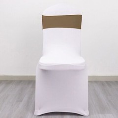 10 Taupe Spandex CHAIR SASHES with Silver Round Buckles Wedding Decorations SALE
