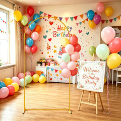 6.6FT Gold Metal Wedding Arch Backdrop Stand Ceremony Balloon Frame 2PCS
