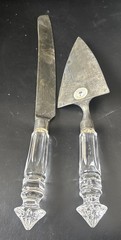 Cake Server Set 24% Lead Crystal Handles With Silver Plating Made In Poland