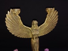 Egyptian Queen Flambeau Lamp Idol Brass Goddess Patio Room Candle Holder CA845
