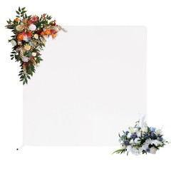 Wedding Arch Backdrop Stand Square Balloon Metal Frame w/White Cloth Cover