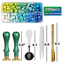 Elegant Initial a Wax Seal Kit,2Pcs Exquisite Brass Stamp Heads with Eucalyptus