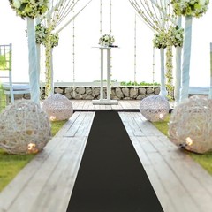 Elegant Black Aisle Runner Carpet – 24″ Wide x 50′ Long for Weddings & Events