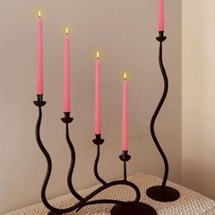 WPONSZU 10 Inch Pink Spiral Taper Candle Set of 12 Pack Unscented 12pink