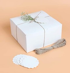 White Gift Boxes (Pack of) Size 8x8x4 Inches, Thick Paper Boxes with Lids, 10