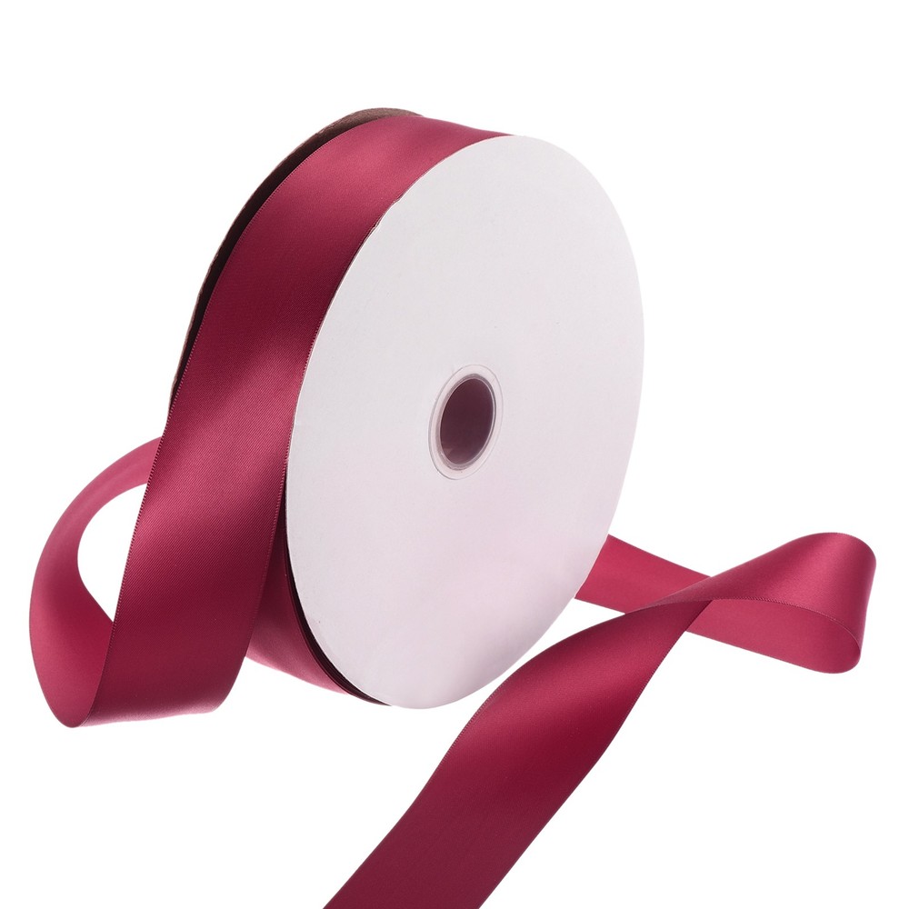 100 Yard Satin Ribbon Double Sided Grosgrain Silk Ribbon, 1.5″/Dark Red