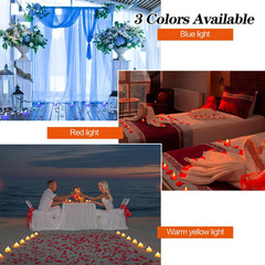 KOABY 2000Pcs Red Artificial Rose Petals with 24Pcs Red LED Tea Lights Kit, for