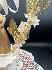 9″ Vtg Plastic Coast 1980 Novelty 50th Anniversary Gold Wedding Cake Topper