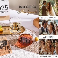 His and Hers Drinking Glasses Set Of 2, Wedding His & Hers Drinking Glasses