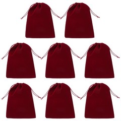 8 Pack Burgundy Velvet Gift Bags 7×9 Inch Jewelry Pouch For Wedding Favor