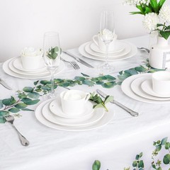 Remagr 12 Pack Sage Green Plastic Tablecloth, Spring Eucalyptus Leaf Greenery…