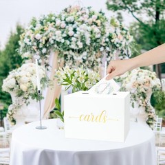 Mulbozy White Wedding Card Box, Gift Cards 10.6 x 7.48 x inches,
