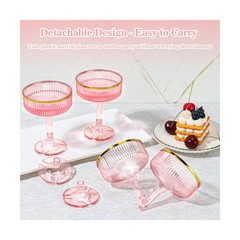 30 Pack Pink Champagne Glasses Tower 7 OZ Plastic Coupe Glasses With Gold Rim…