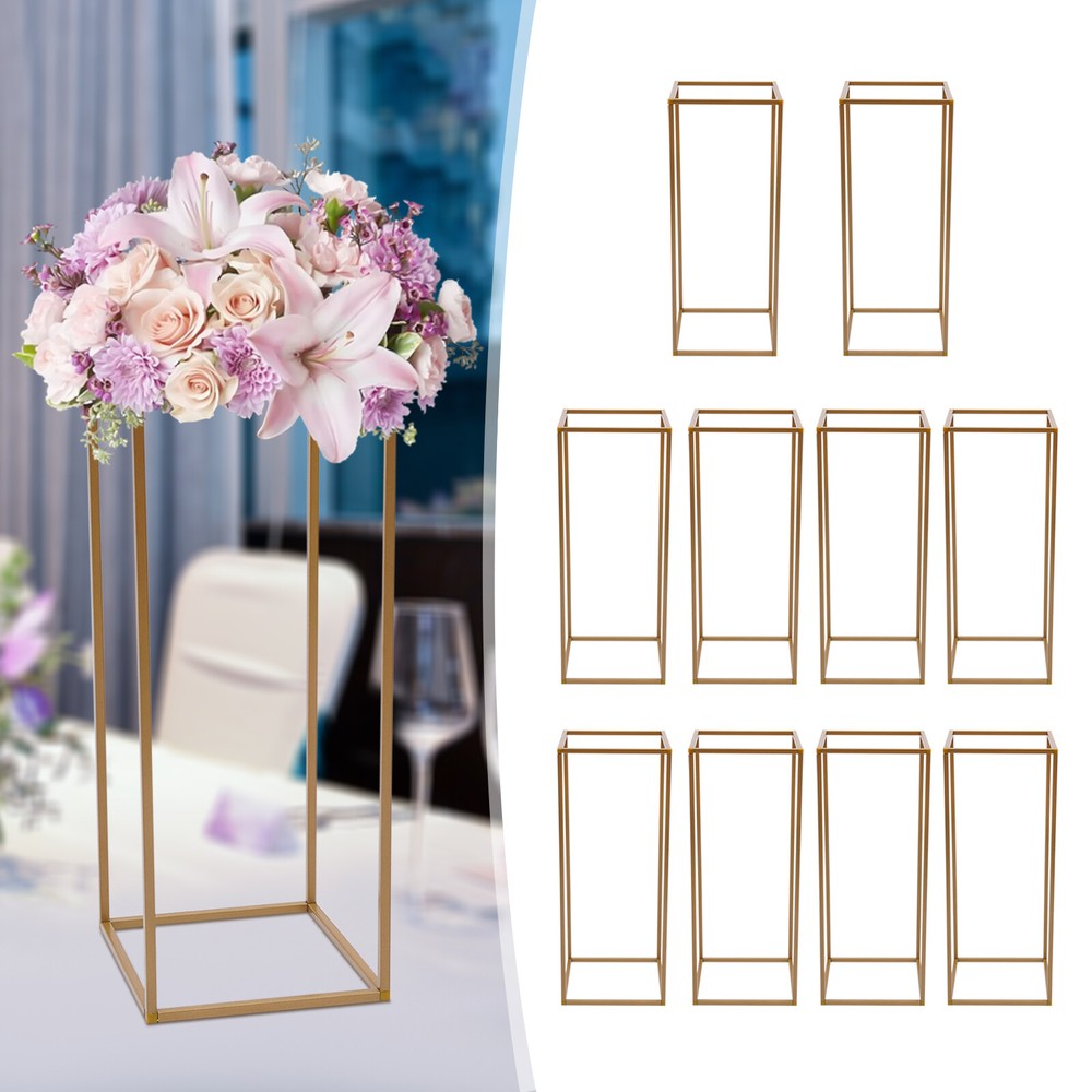 10Pcs Tall Gold Metal Flower Stand for Wedding Table Centerpieces Decor 23.6»