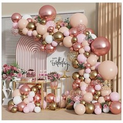 Rose Gold Balloon Garland Kit, Nude Pastel Pink Metallic Gold Rose Gold White